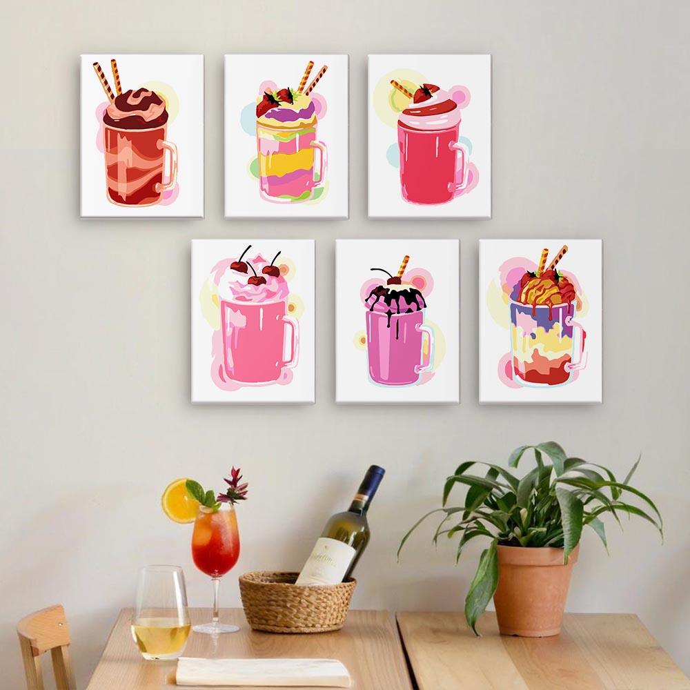 Paint by Numbers – 6 Mini Paintings | Milkshake Set 2