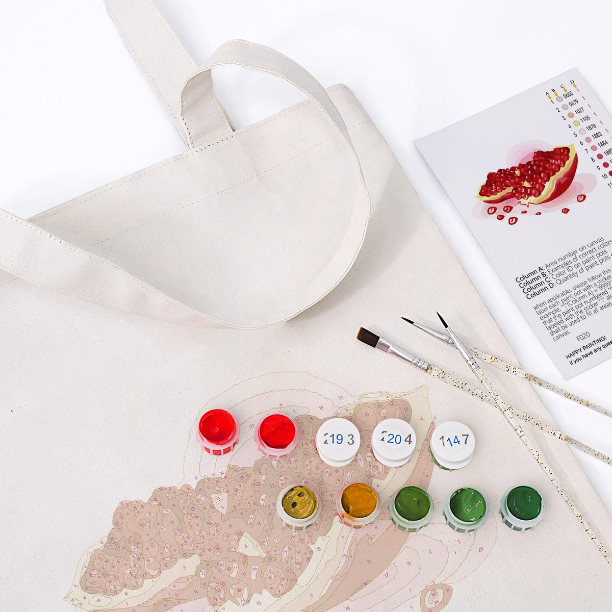 
Paint by Numbers - DIY Totebag | Pomegranate Splash