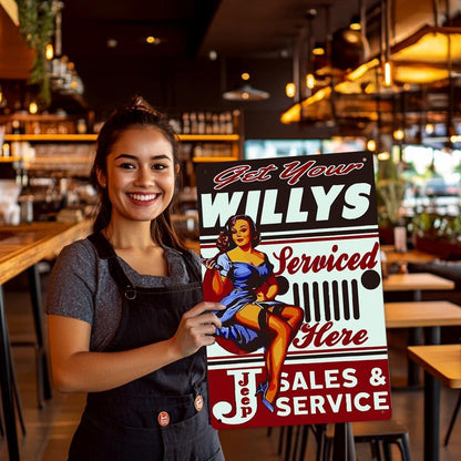 Paint by Numbers – Vintage Metal Wall Art | Willys Jeep Sales & Service Pin-up