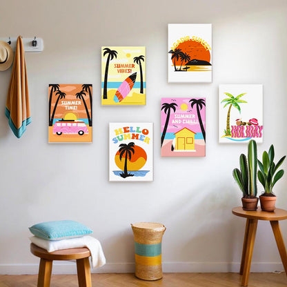 Paint by Numbers – 6 Mini Paintings | Retro Summer Holiday Set