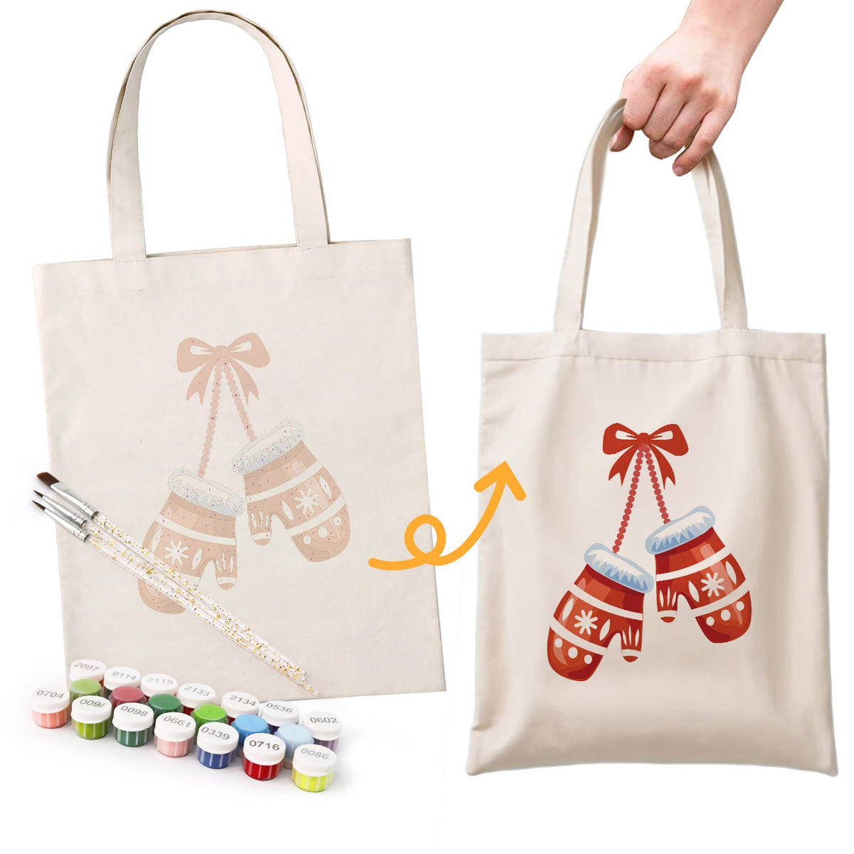 
Paint by Numbers – DIY Totebag | Winter Mittens