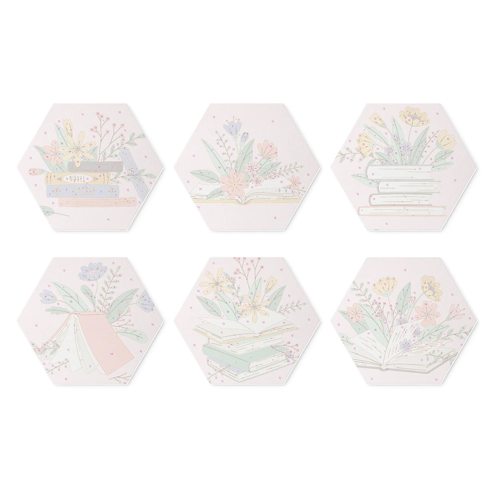 Paint by Numbers – 6 Mini Paintings | Books and Flowers Hexagons (Hexagon)