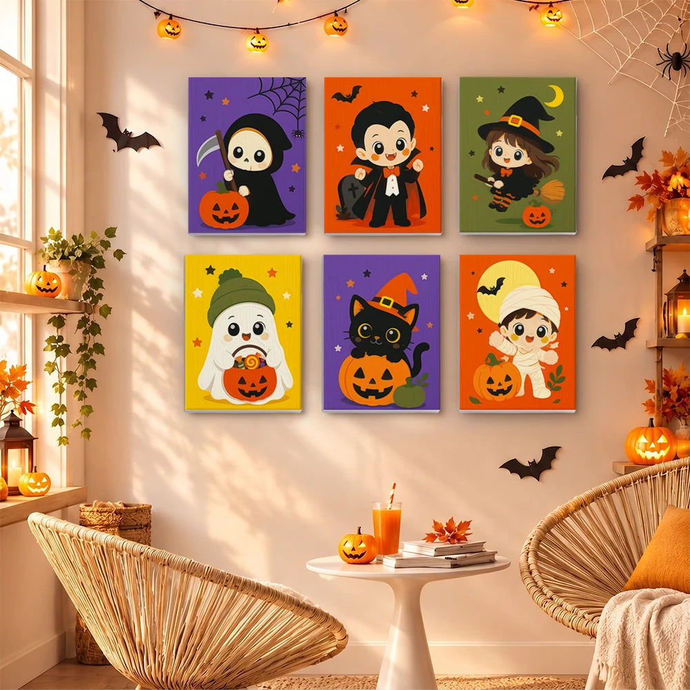 Paint by Numbers – 6 Mini Paintings | Chibi Halloween Costumes Set