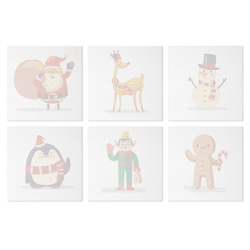 
Paint by Numbers – 6 Mini Paintings | Christmas Toy Figures (Square)