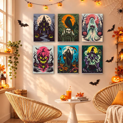 Paint by Numbers – 6 Mini Paintings | Dark Gothic Horror Set