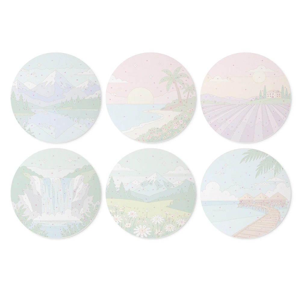 
Paint by Numbers – 6 Mini Paintings | Dream Destination Rounds (Round)