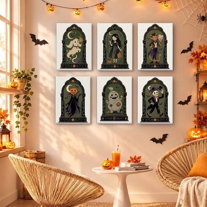 Paint by Numbers – 6 Mini Paintings | Gothic Arch Halloween Portraits Set