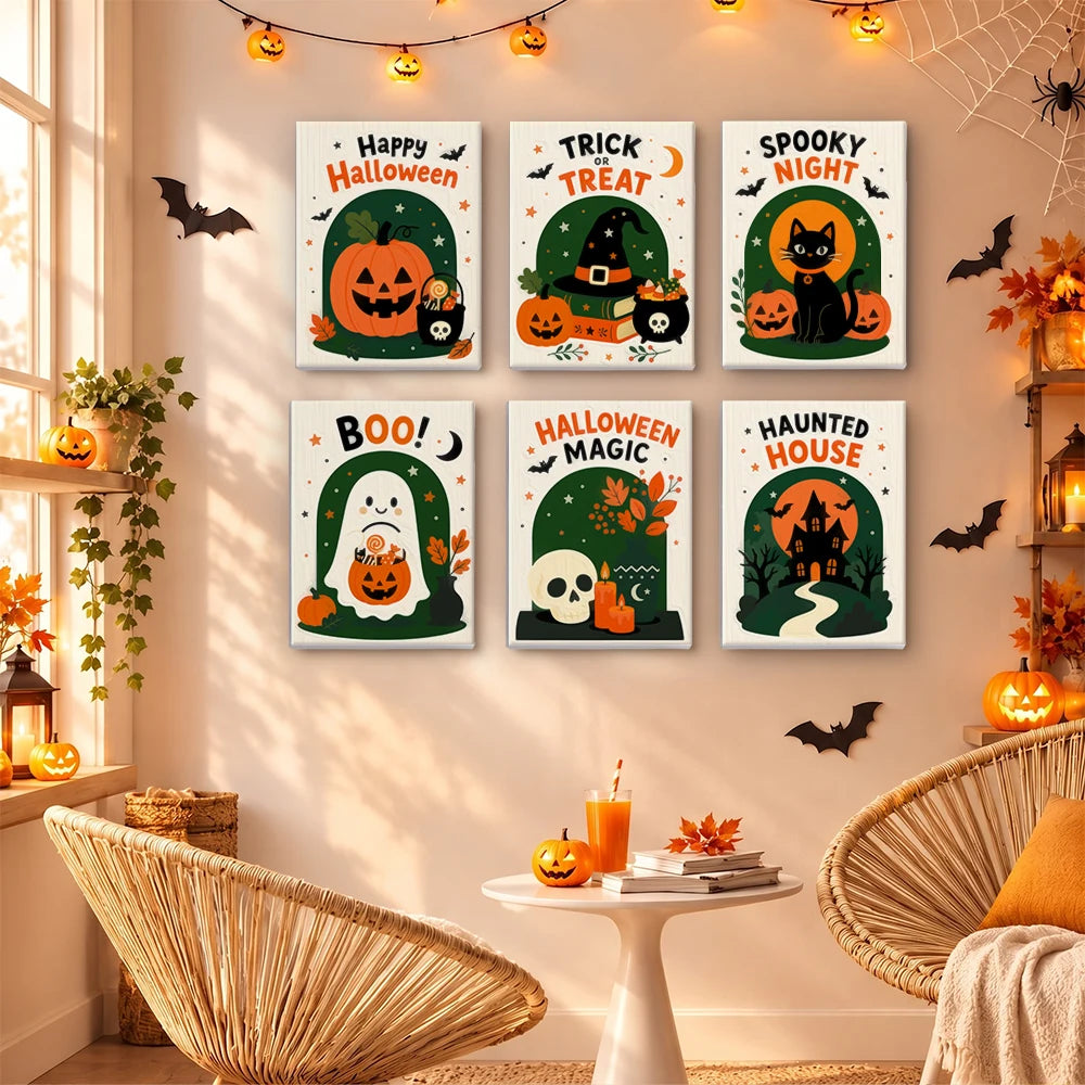 Paint by Numbers – 6 Mini Paintings | Happy Haunting Lettering Set
