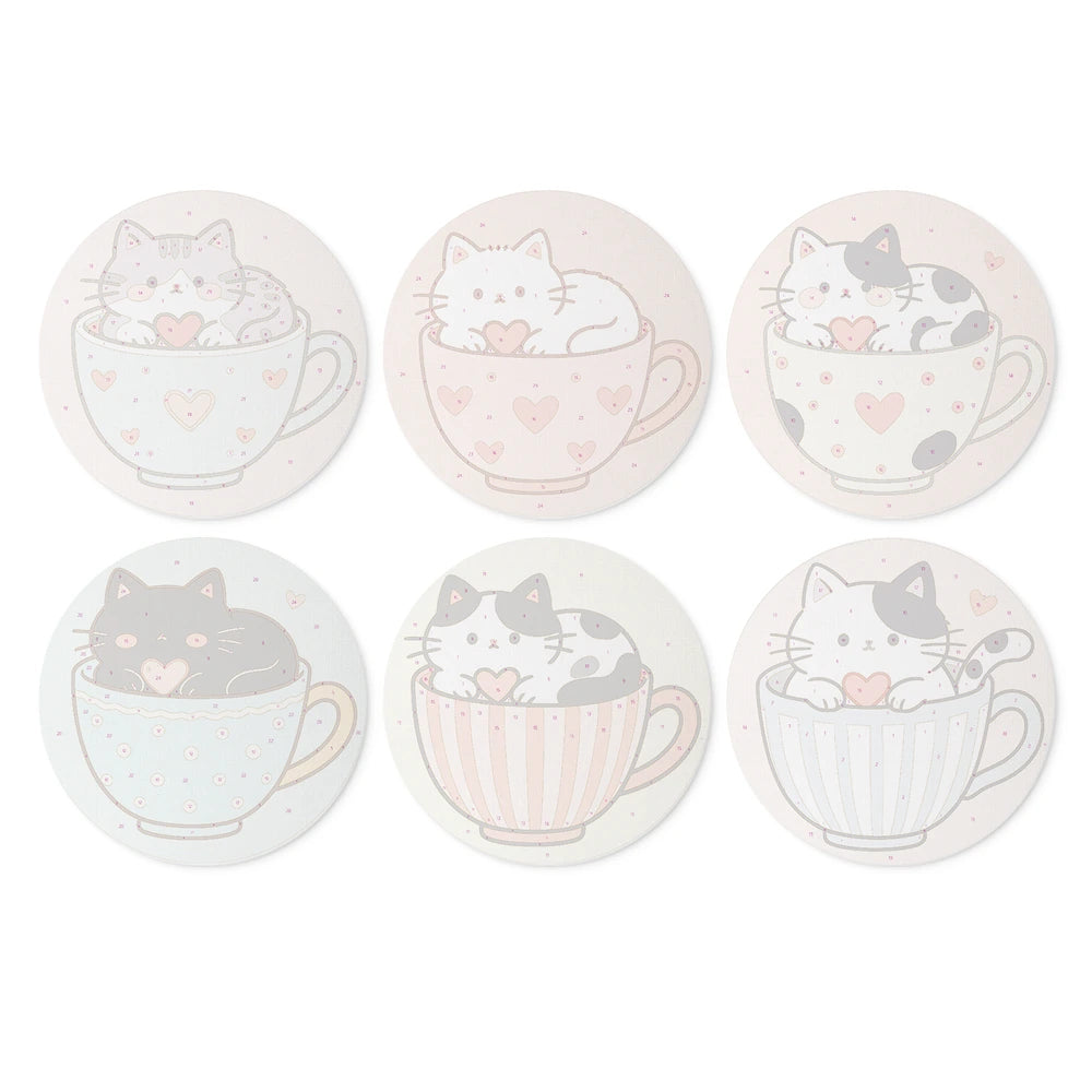 
Paint by Numbers – 6 Mini Paintings | Kittens in Teacups (Round)
