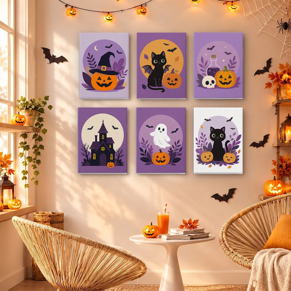 
Paint by Numbers – 6 Mini Paintings | Lavender Moon Halloween Set