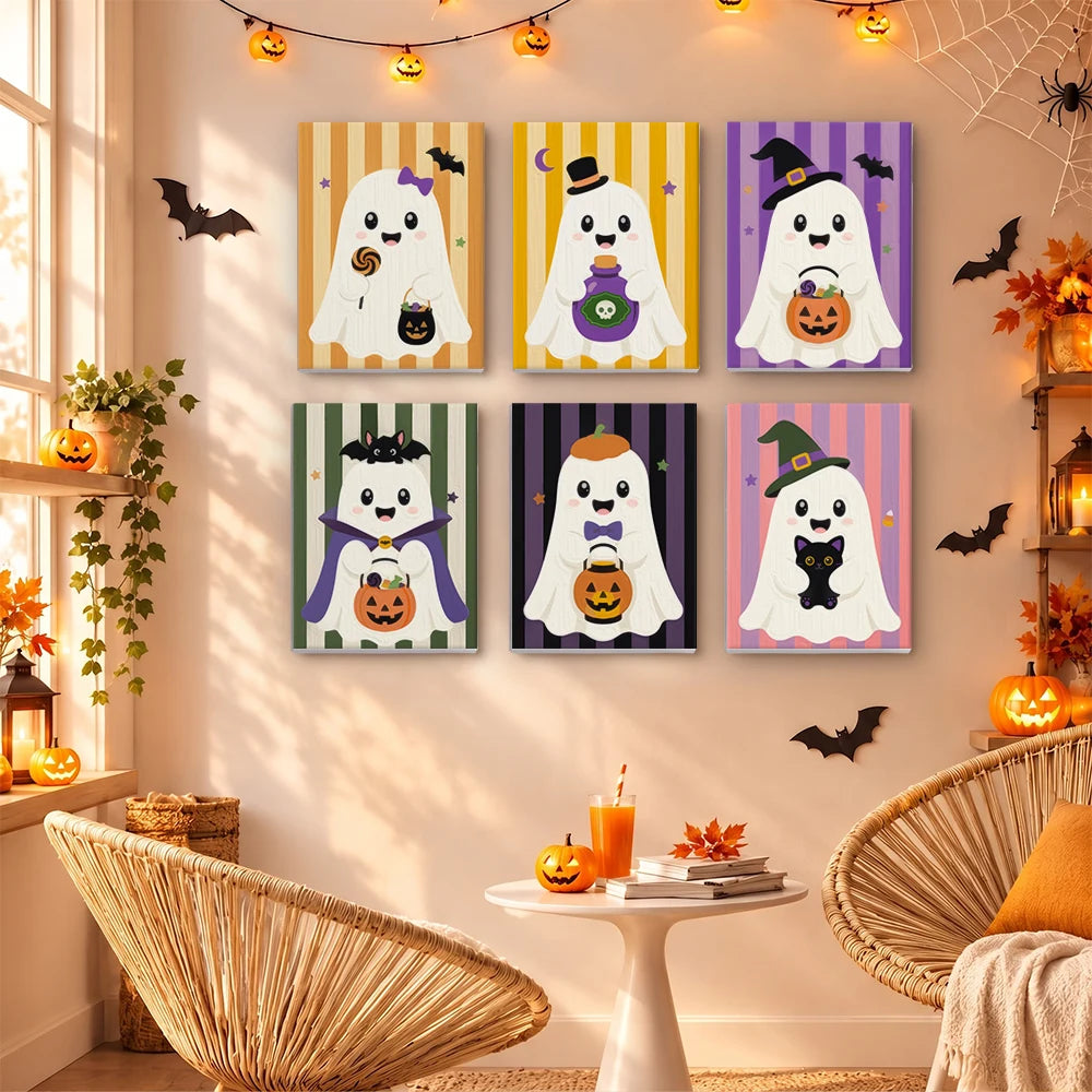 Paint by Numbers – 6 Mini Paintings | Little Costumed Ghosts Set