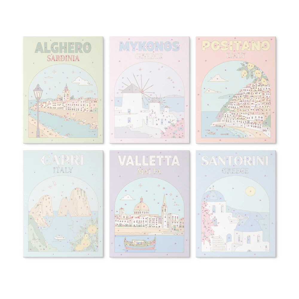 
Paint by Numbers – 6 Mini Paintings | Mediterranean Travel Posters