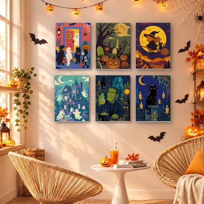 Paint by Numbers – 6 Mini Paintings | Monster Mansion Night Set