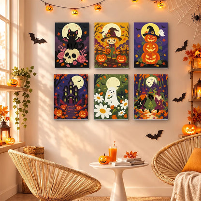 Paint by Numbers – 6 Mini Paintings | Moonlit Autumn Haunts Set