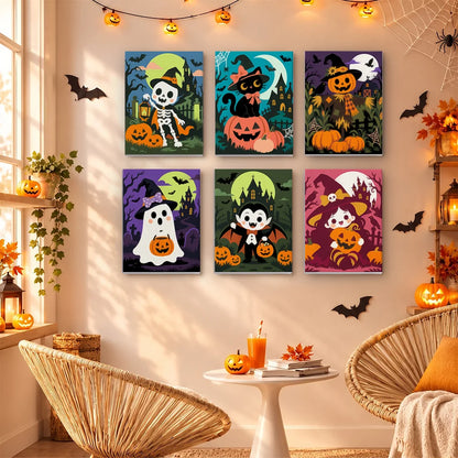 Paint by Numbers – 6 Mini Paintings | Neon Graveyard Characters Set
