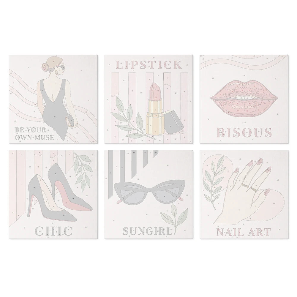 
Paint by Numbers – 6 Mini Paintings | Parisian Chic Squares (Square)
