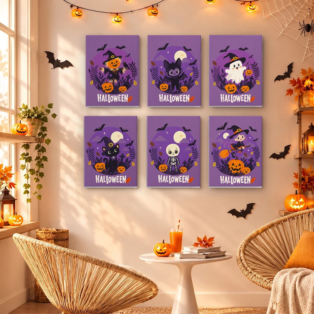 Paint by Numbers – 6 Mini Paintings | Purple Halloween Lettering Set