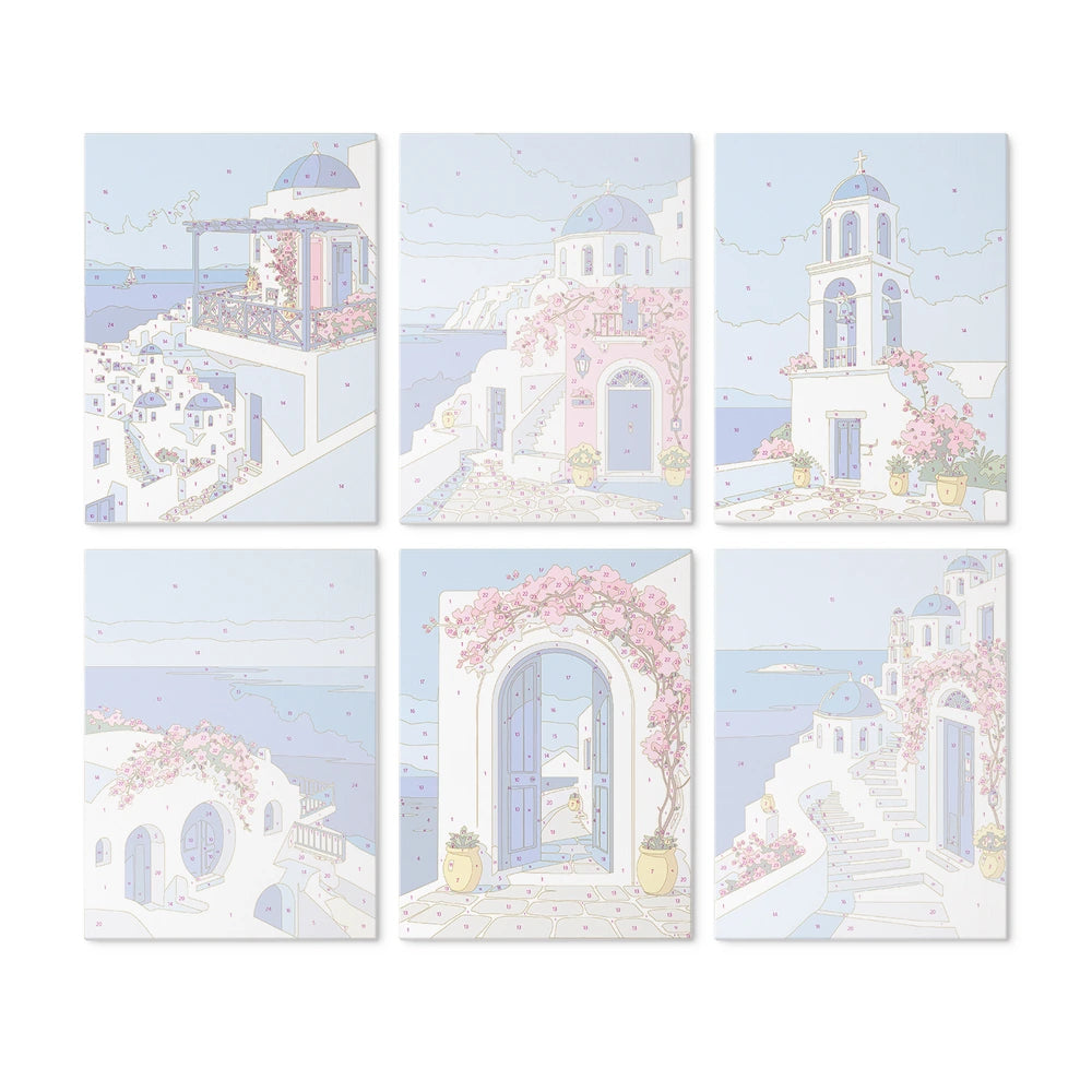 Paint by Numbers – 6 Mini Paintings | Santorini Blue and White
