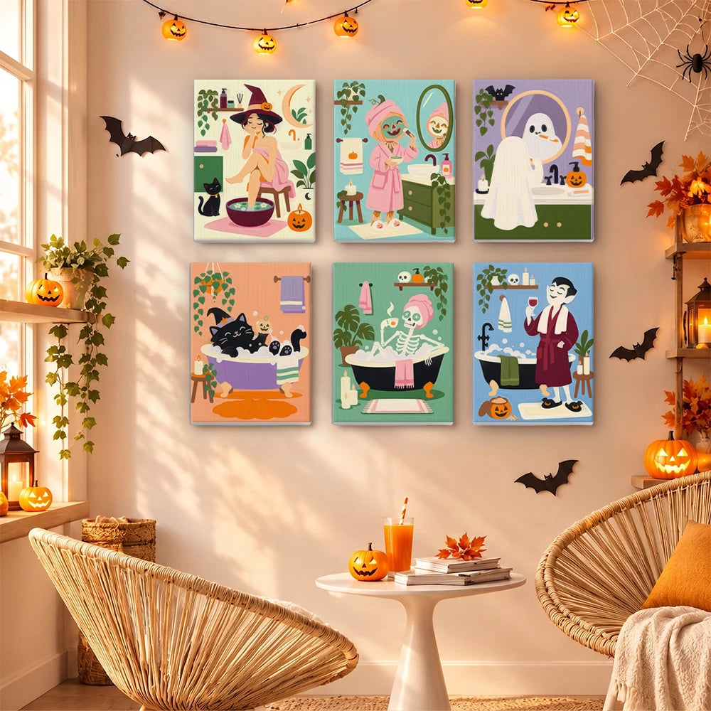 Paint by Numbers – 6 Mini Paintings | Spooky Spa Day Set