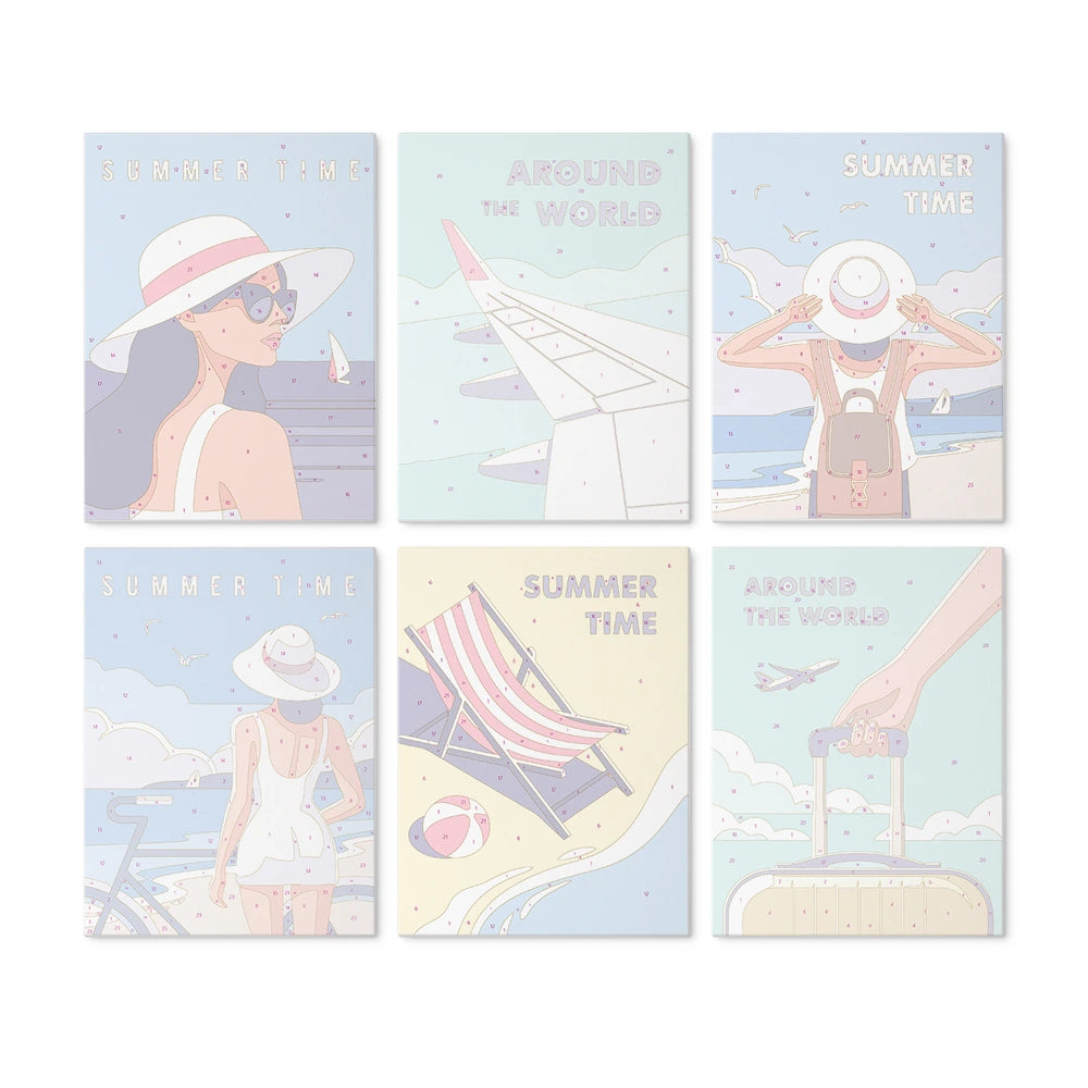 
Paint by Numbers – 6 Mini Paintings | Summer Time Travel Posters