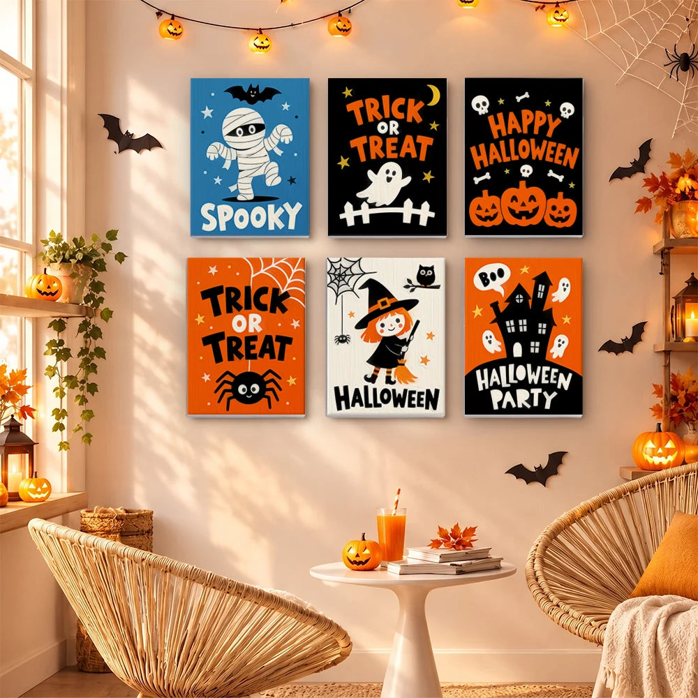 
Paint by Numbers – 6 Mini Paintings | Trick or Treat Party Posters Set