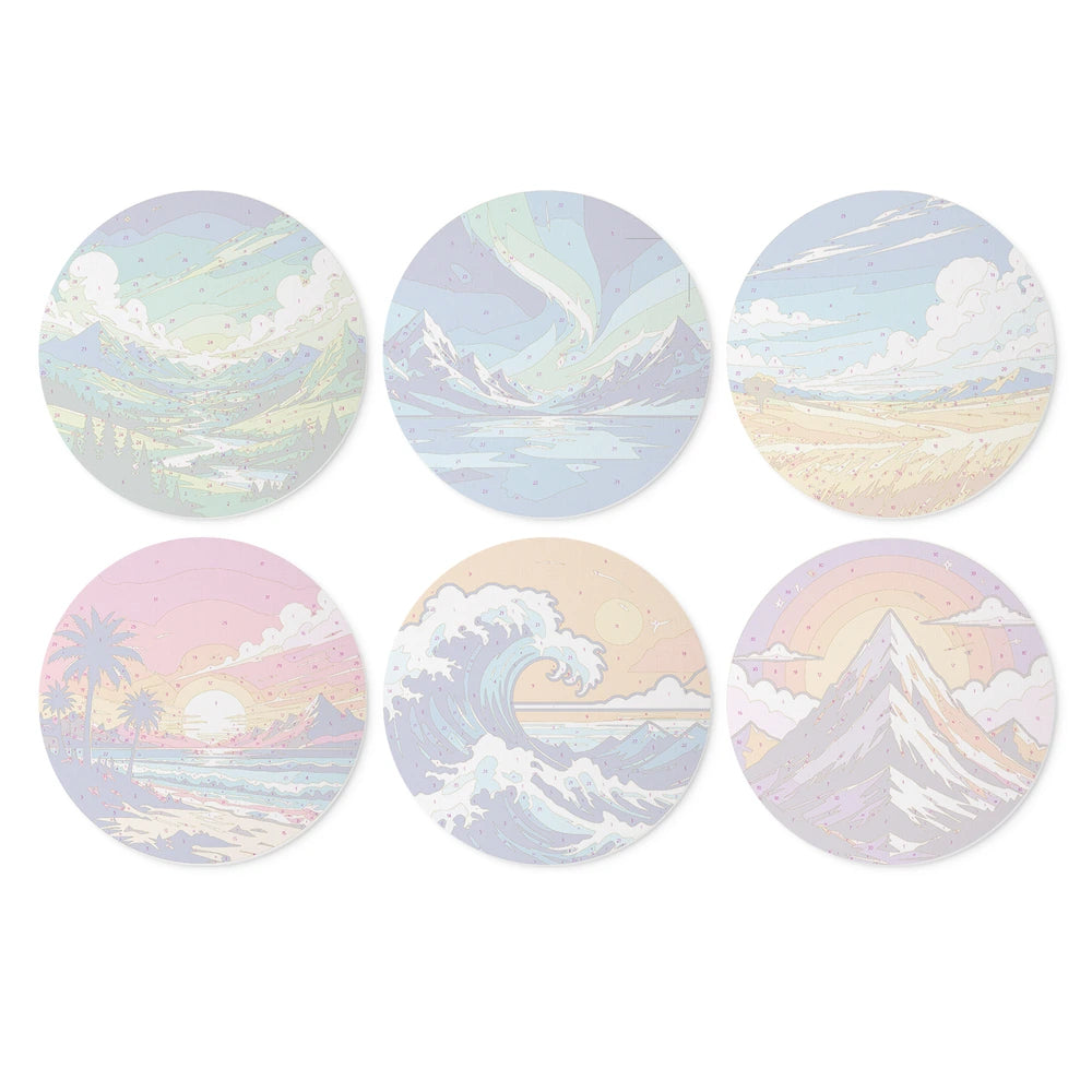 
Paint by Numbers – 6 Mini Paintings | Vivid Nature Rounds (Round)