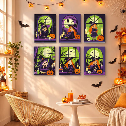 Paint by Numbers – 6 Mini Paintings | Witches at the Window Set