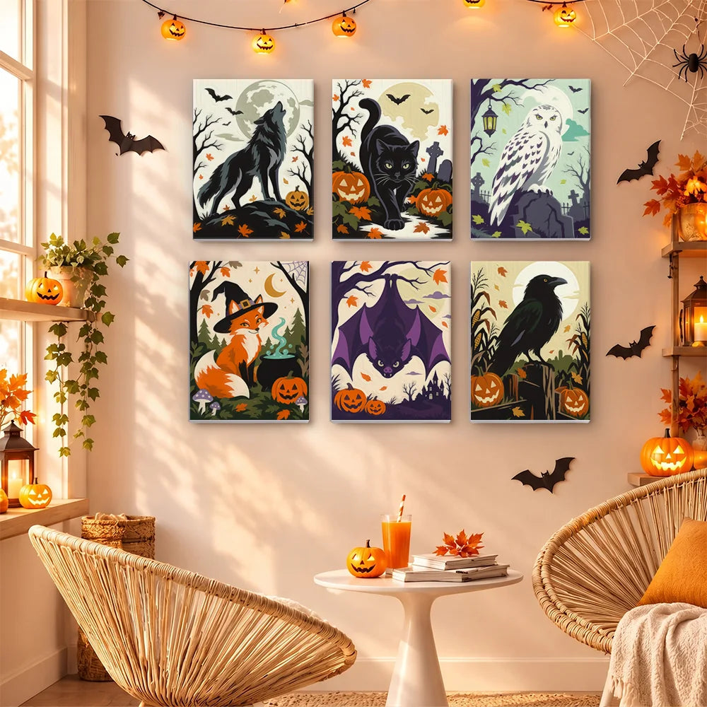Paint by Numbers – 6 Mini Paintings | Woodland Creatures of the Night Set
