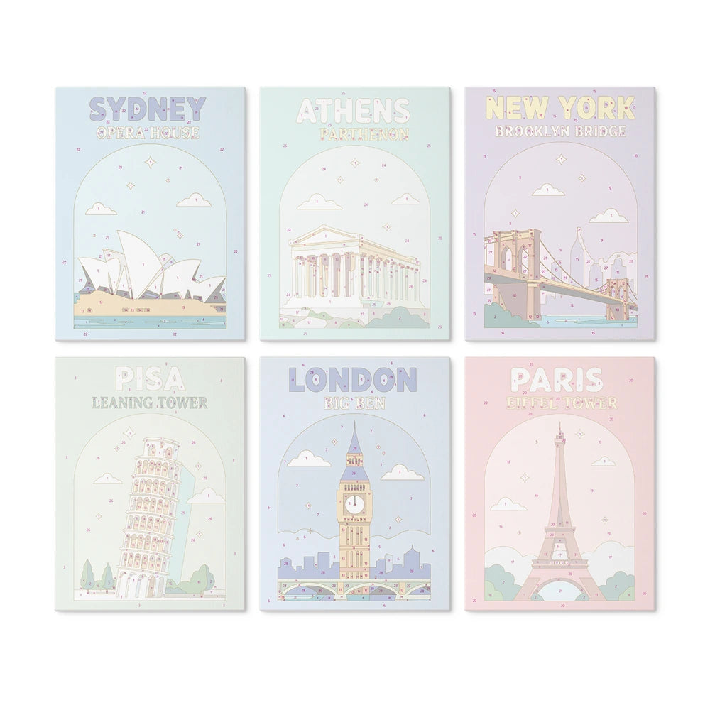 Paint by Numbers – 6 Mini Paintings | World Landmark Travel Posters