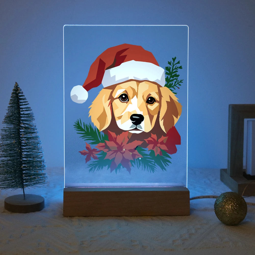 Paint by Numbers - Christmas Light | Golden Retriever in a Santa Hat