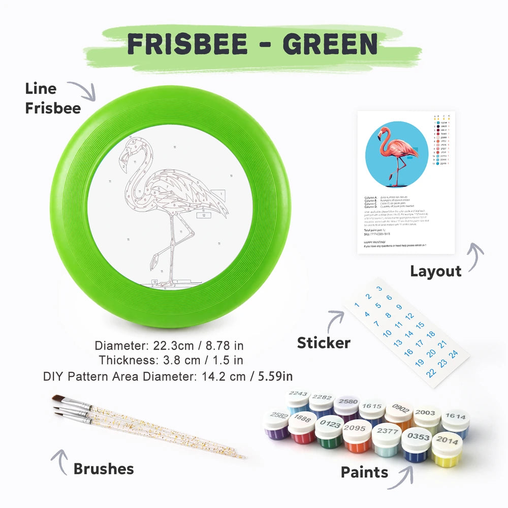 
Paint by Numbers - Frisbee | Flamingo on Blue