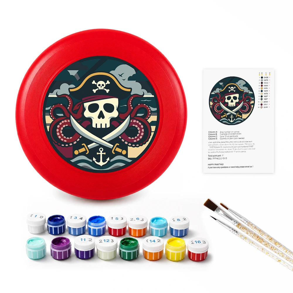 Paint by Numbers - Frisbee | Pirate Skull and Anchor