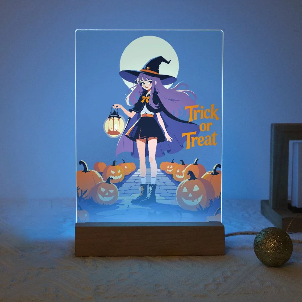 Paint by Numbers - Halloween Light | Witch with Lantern at Full Moon