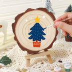 Paint by Numbers - Wood Slice | Blue Tree in a Pot