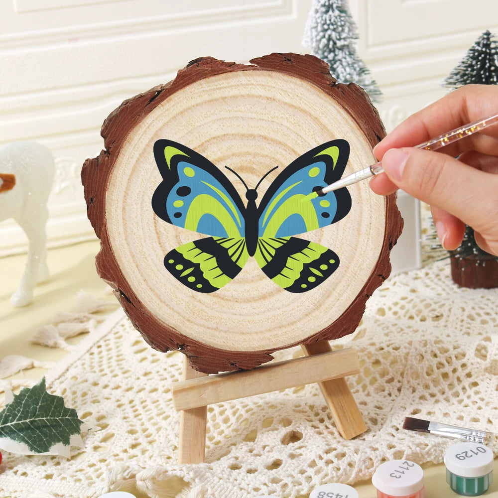 Paint by Numbers - Wood Slice | Emerald Wing Butterfly