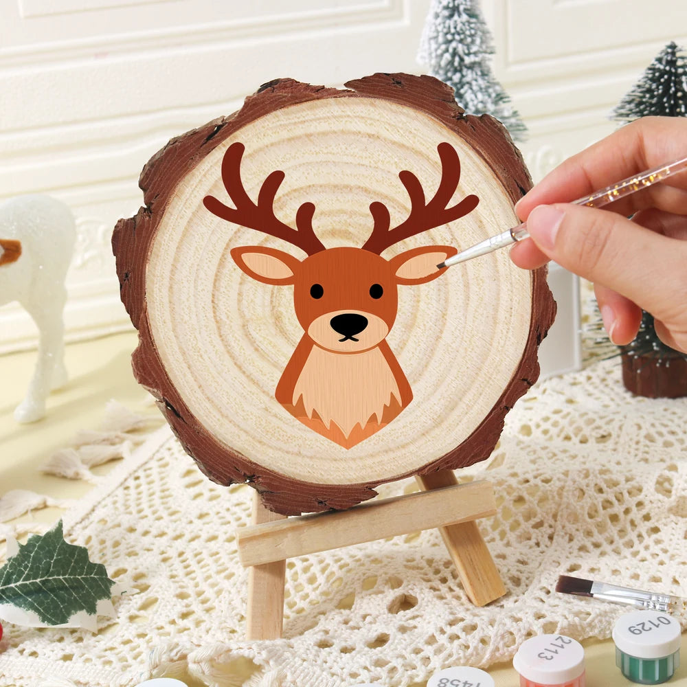 
Paint by Numbers - Wood Slice | Reindeer Face