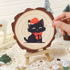 Paint by Numbers - Wood Slice | Smiling Black Cat