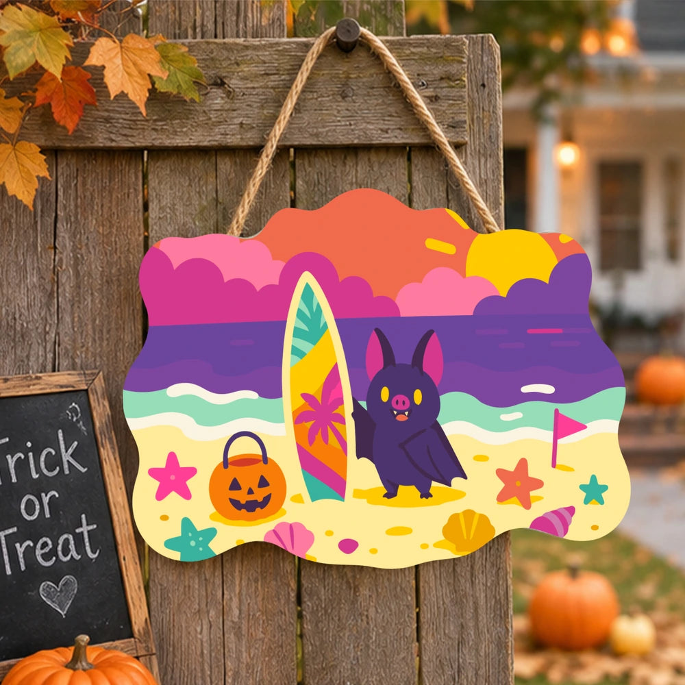 Paint by Numbers - Wooden Door Hanger | Bat at the Beach