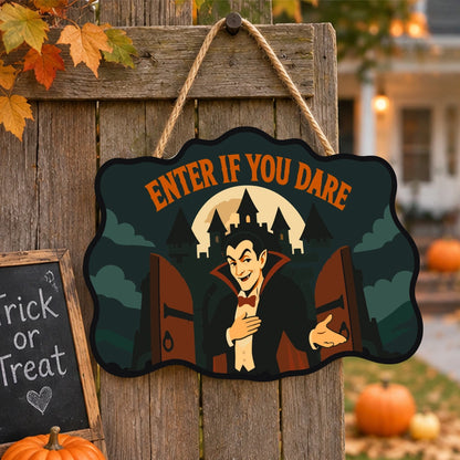 Paint by Numbers - Wooden Door Hanger | Enter If You Dare Vampire