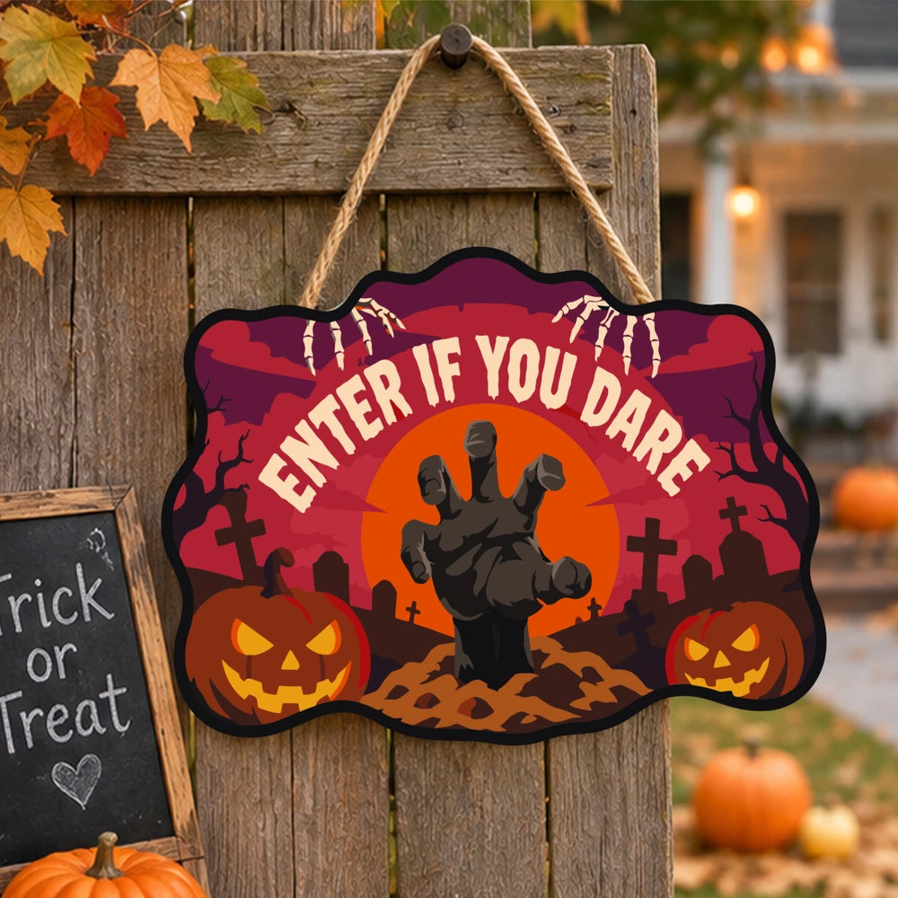 Paint by Numbers - Wooden Door Hanger | Enter If You Dare Zombie Hand