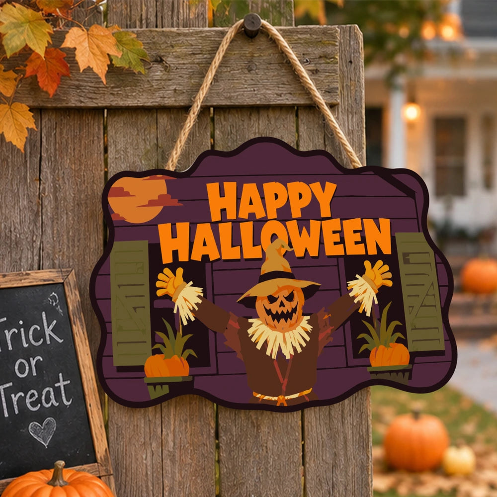 Paint by Numbers - Wooden Door Hanger | Happy Halloween Scarecrow at the Barn