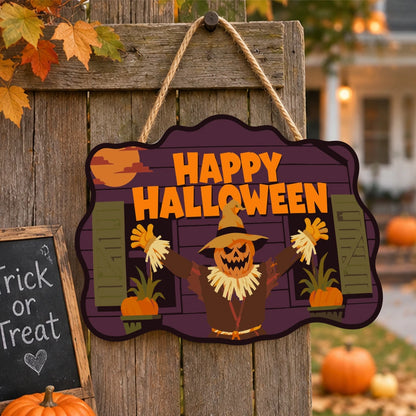 Paint by Numbers - Wooden Door Hanger | Happy Halloween Scarecrow at the Barn