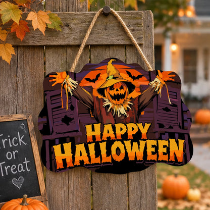 Paint by Numbers - Wooden Door Hanger | Happy Halloween Scarecrow at the Window