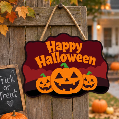 Paint by Numbers - Wooden Door Hanger | Happy Halloween Three Pumpkins