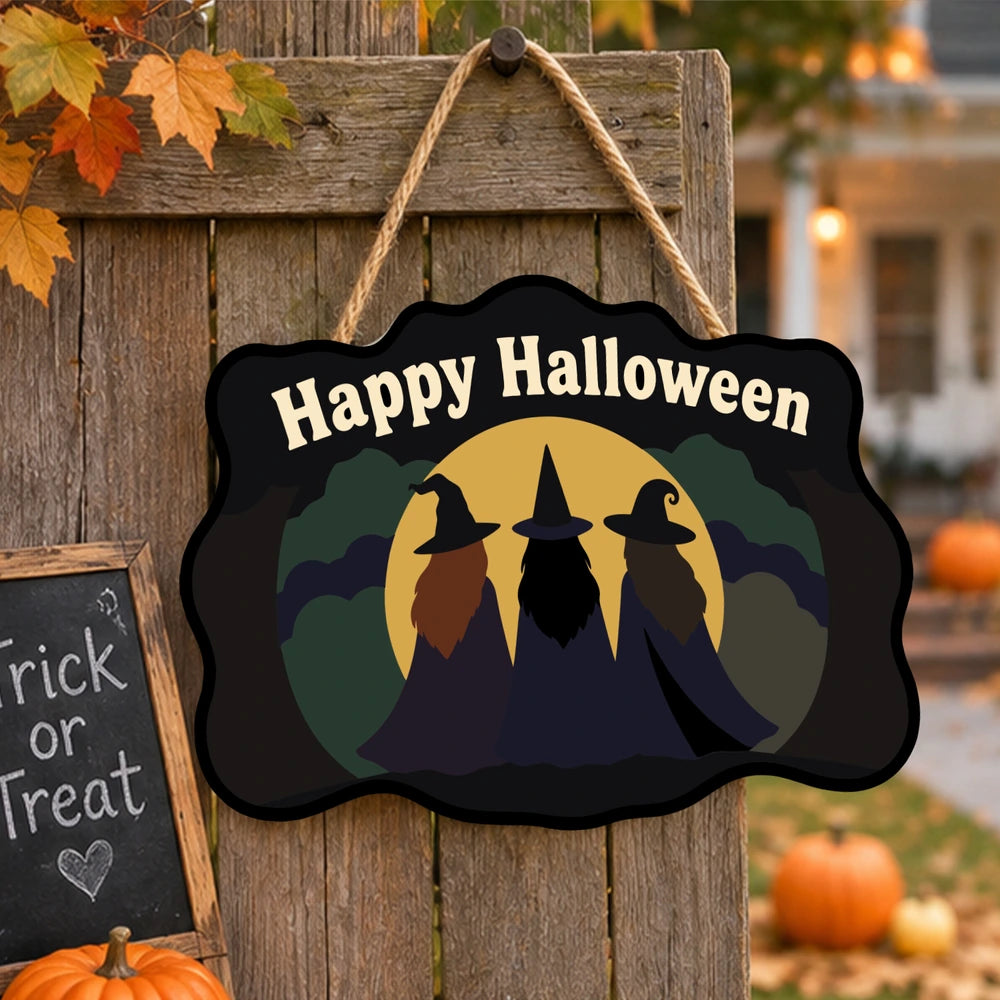 Paint by Numbers - Wooden Door Hanger | Happy Halloween Three Witches