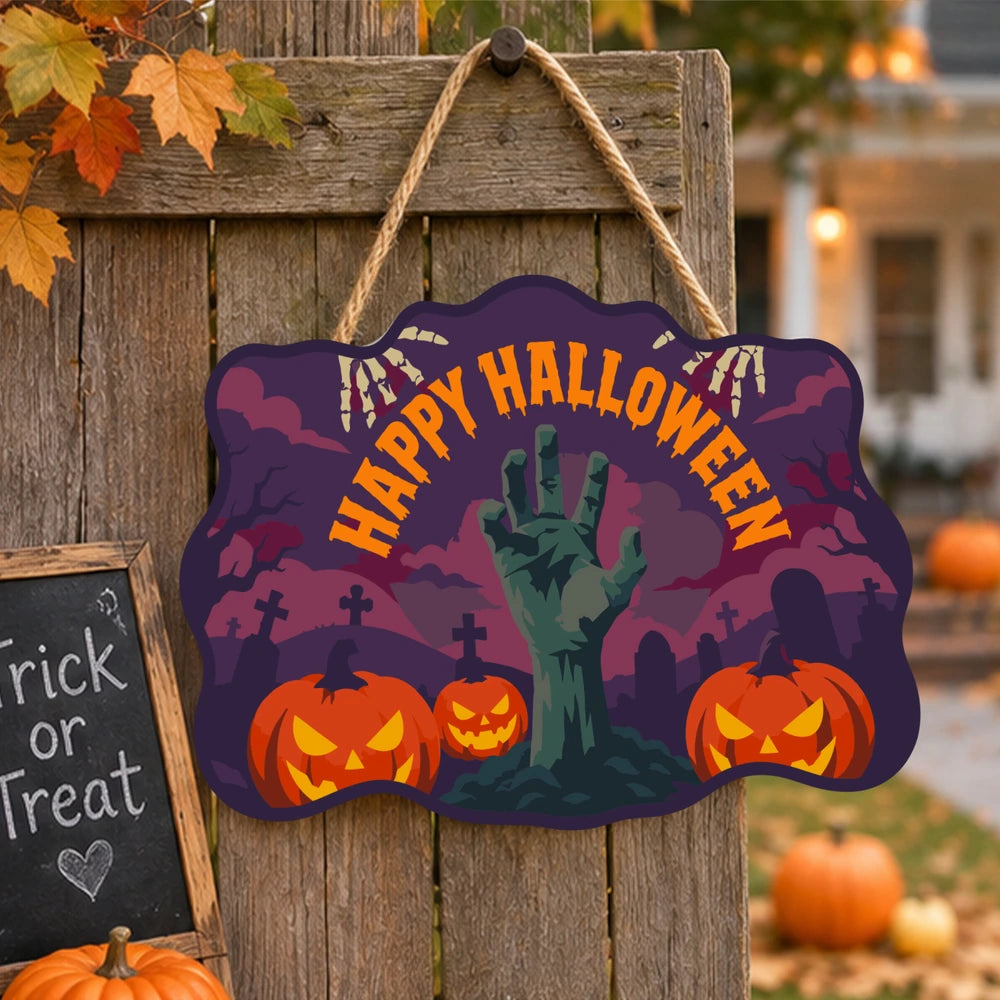 Paint by Numbers - Wooden Door Hanger | Happy Halloween Zombie Hand