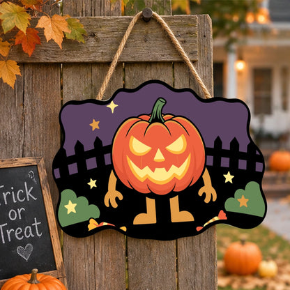 Paint by Numbers - Wooden Door Hanger | Jack-o'-Lantern Man on the Fence