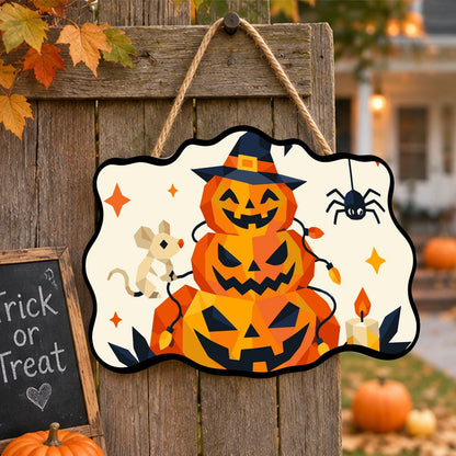 Paint by Numbers - Wooden Door Hanger | Jack-o'-Lantern Tower with a Mouse