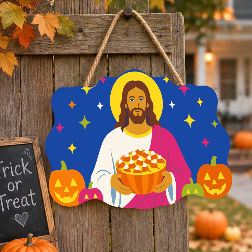 Paint by Numbers - Wooden Door Hanger | Jesus with a Pumpkin Pie