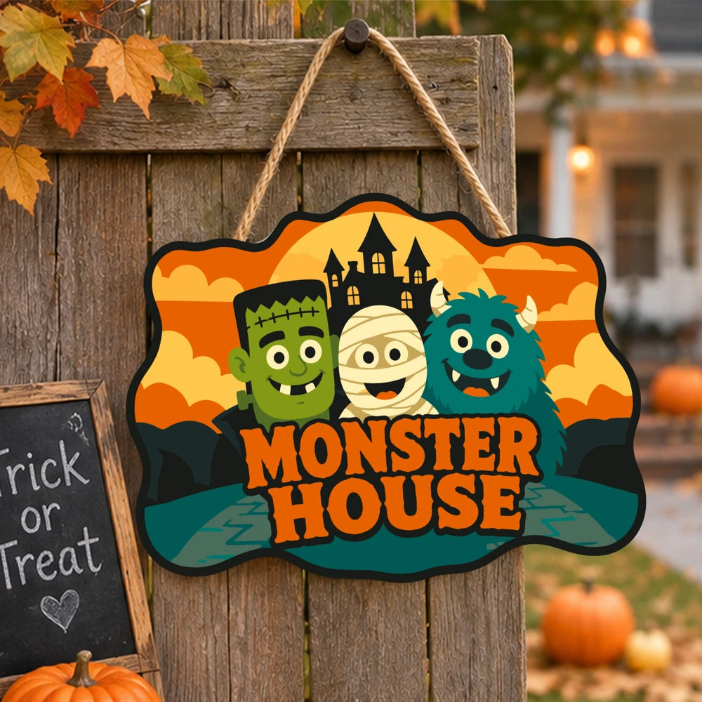 
Paint by Numbers - Wooden Door Hanger | Monster House